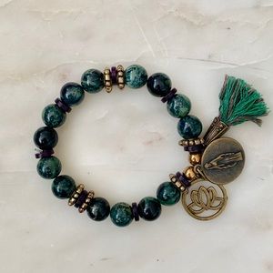 Therapeutic Lapis Lazuli Bracelet with Lotus Charm